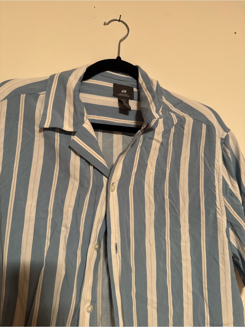 H&M Sky Blue and White Vertical Stripe Button-Down Shirt